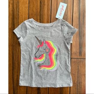 Gray Cat & Jack tee shirt with neon unicorn